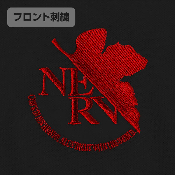 [Evangelion] Polo Shirt w/Embroidery NERV logo Black - T Shirt Size XL - Image 4