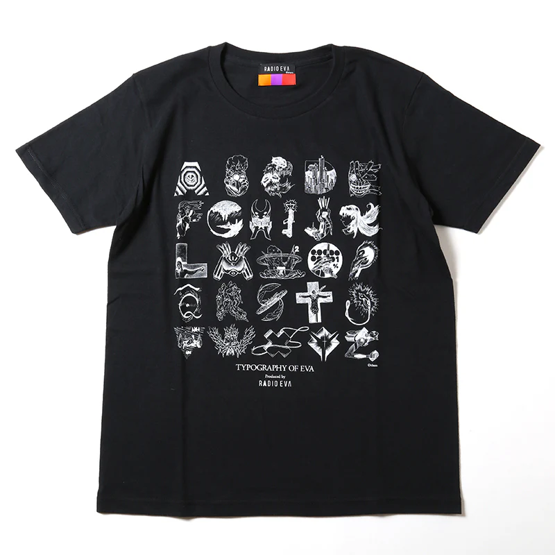 [Evangelion] RADIO EVA TYPOGRAPHY OF EVA index T-Shirt black