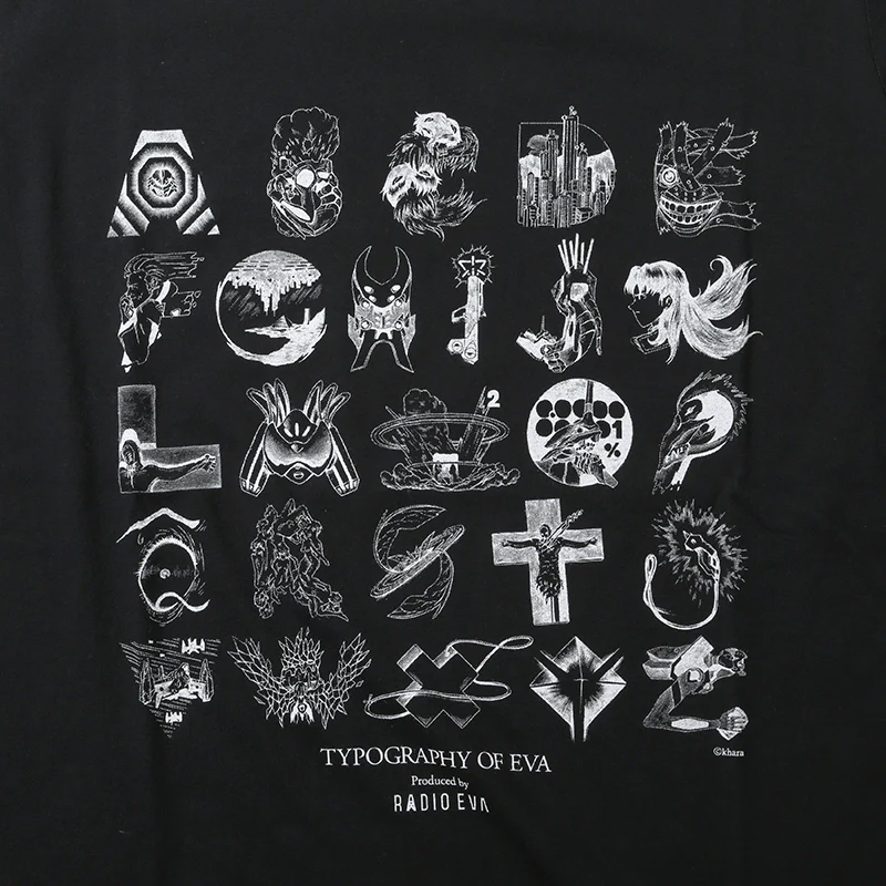 [Evangelion] RADIO EVA TYPOGRAPHY OF EVA index T-Shirt black - Image 2