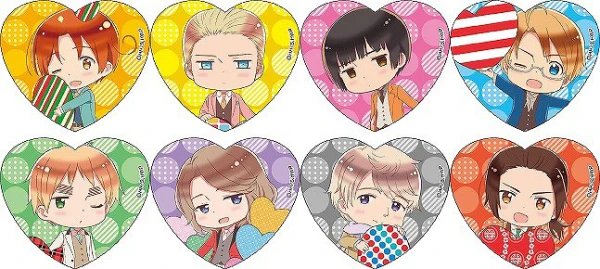 [Hetalia] Heart-shaped Glitter Acrylic Badge (Blind Box -Single)
