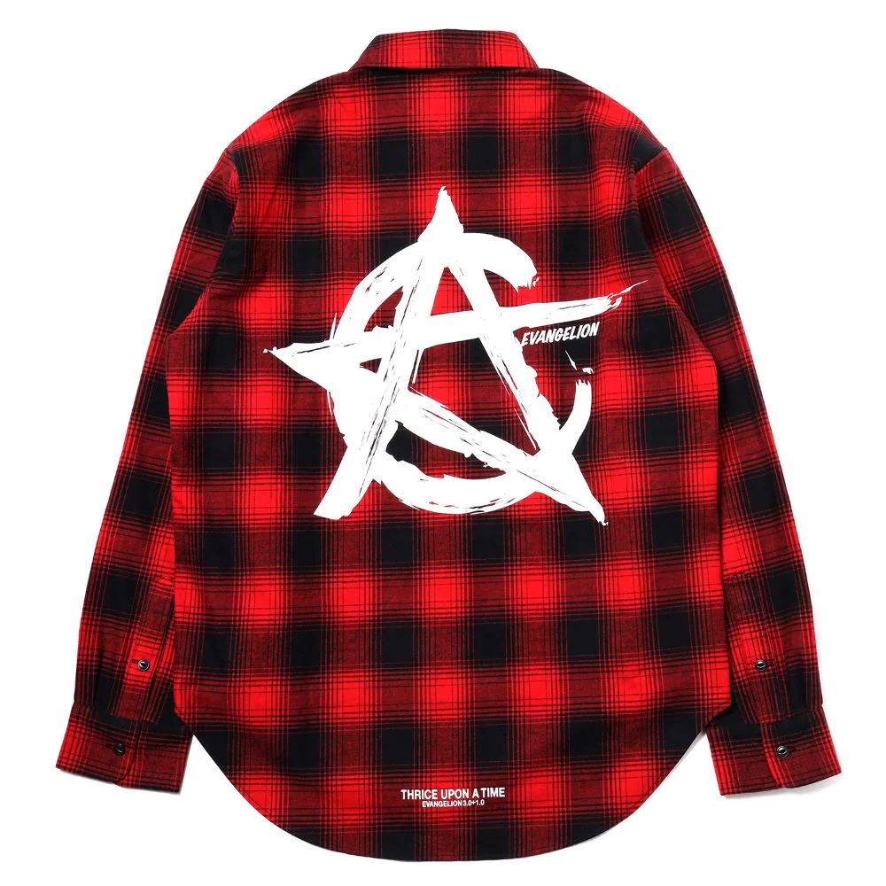[Evangelion] RADIO EVA CIRCLE EVA FLANNEL CHECK SHIRTS RED