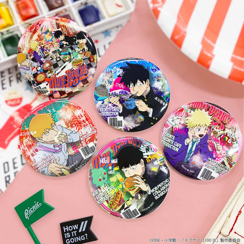 [Mob Psycho 100] Bunbougu Cafe Collab Exclusive Art Button Badge (Blind Box -Single)