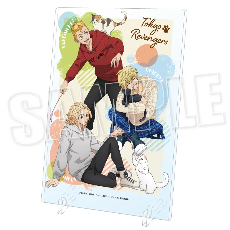 [Tokyo Revengers] Acrylic Visual Board Play With Cats Ver. Type A (Takemichi Hanagaki & Manjiro Sano & Chifuyu Matsuno)