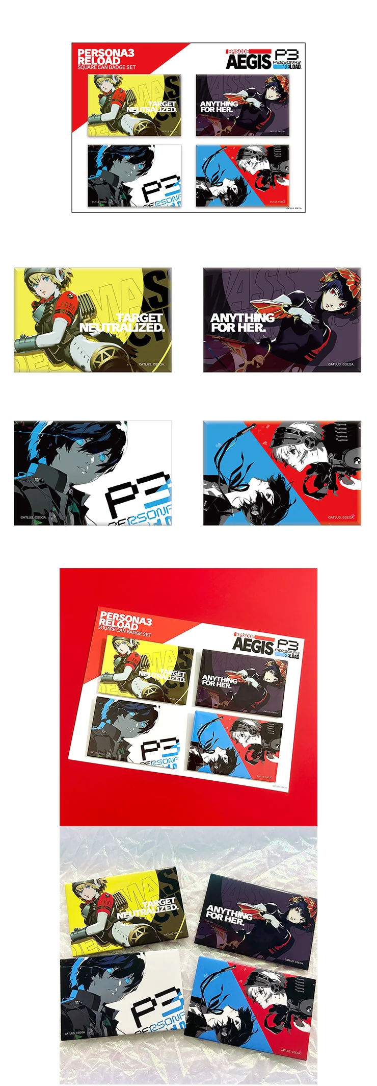(Goods - Badge) Persona 3 Reload Button Badge Set - Image 2